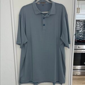 Peter Millar Summer Comfort Blue Stripe Golf Polo Shirt with Stretch | XL